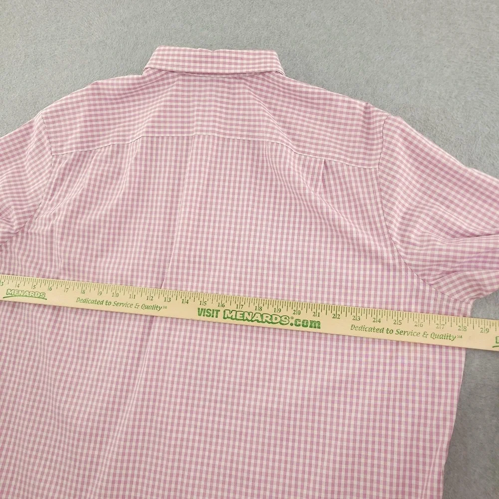 Banana Republic Dress Shirt Mens 2XL Pink Gingham Classic Non Iron Button Down